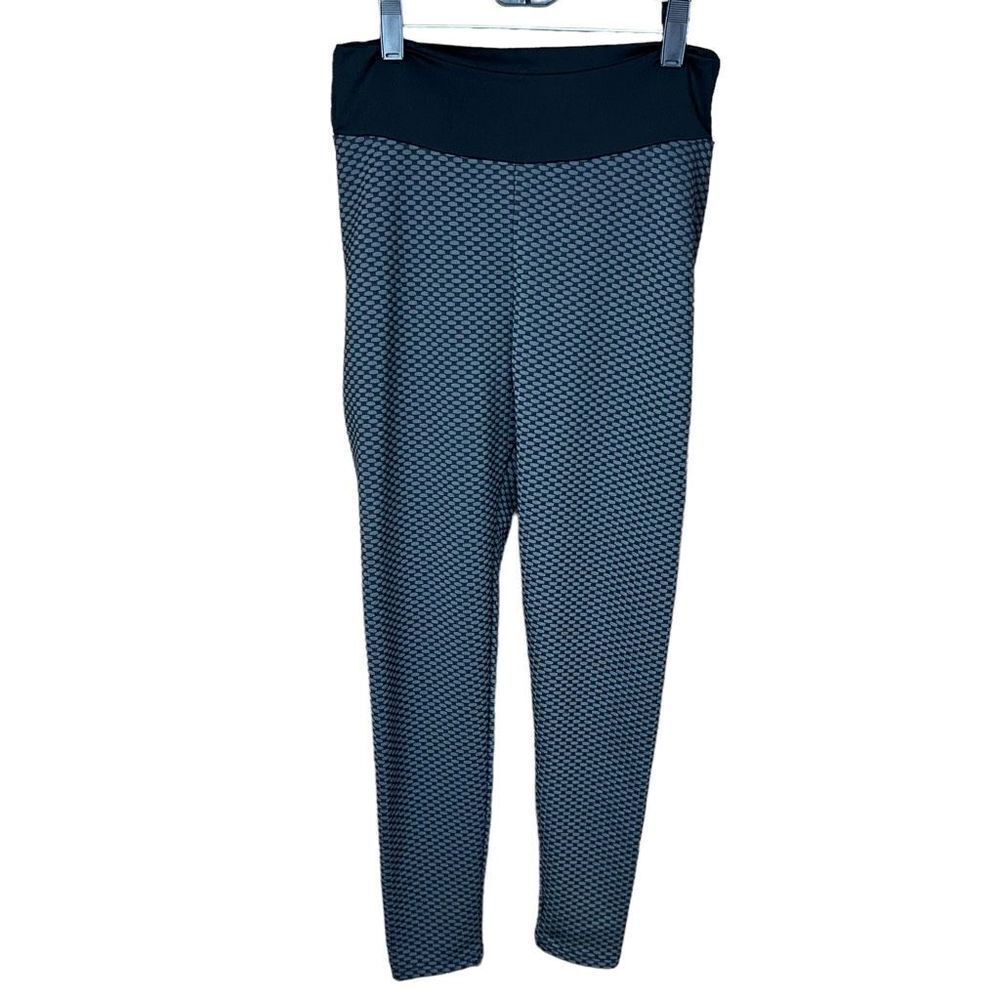 YogaĀ PantsāLeggingsāBlackāGreyāBasketāWeaveāPatternāJuniorāMedium